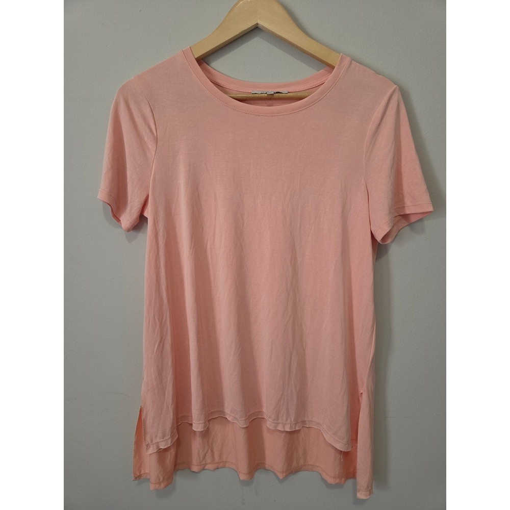 Love Tree Peach Pink Modal Blend High Low Crew Neck T-Shirt Small 2876TM